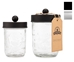 Apothecary Lid Storage Set with Ball Mason Jars - Luxury Bathroom, Kitchen and Office Accessories - Two Pack - apth-jars-2pk-blk