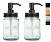 Jarmazing Products Vintage Blue Glass Mason Jar Soap and Lotion Dispenser - Two-Pack - jp-16-soap-blk-2pk