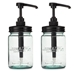 Jarmazing Products Vintage Blue Glass Mason Jar Syrup and Condiment Dispenser – Two-Pack - jp-16-syrup-blk-2pk