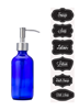 Petite Blue Glass Soap and Lotion Dispenser with Stainless Steel Pump - 8 oz 