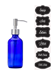 Blue Glass Soap and Lotion Dispenser with Stainless Steel Pump - 8 oz - blue-soap-SS-8